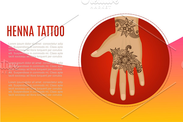 Henna tatto mehndi flowers vector