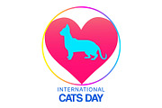Love cats domestic pets symbol with