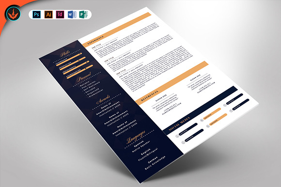 Art Deco 2 Page Resume Template in Resume Templates - product preview 1
