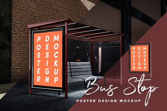 Poster Design Mockup (Bus Stop) in Print Mockups - product preview 1
