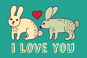 Rabbit with love valentine card
