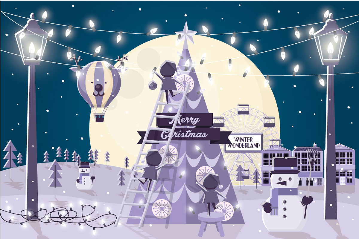 decorating christmas tree vector in Illustrations - product preview 8