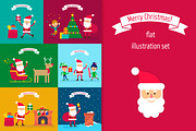 Santa Claus. Flat illustrations set