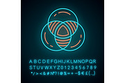 Venn diagram neon light icon