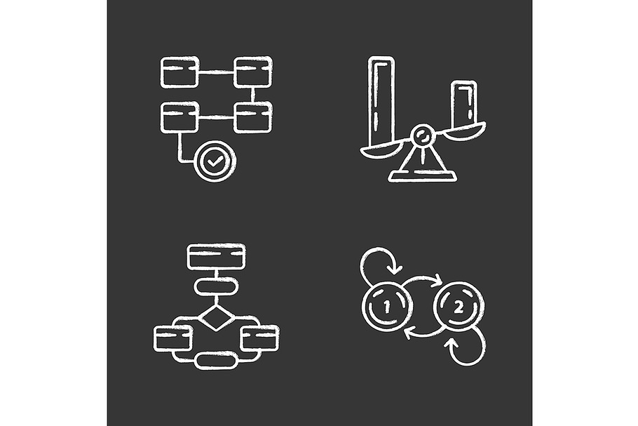 Diagram concepts chalk icons set in Icons - product preview 8