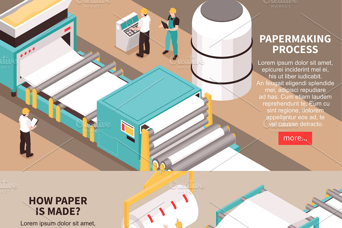Papermaking process banners in Illustrations - product preview 8