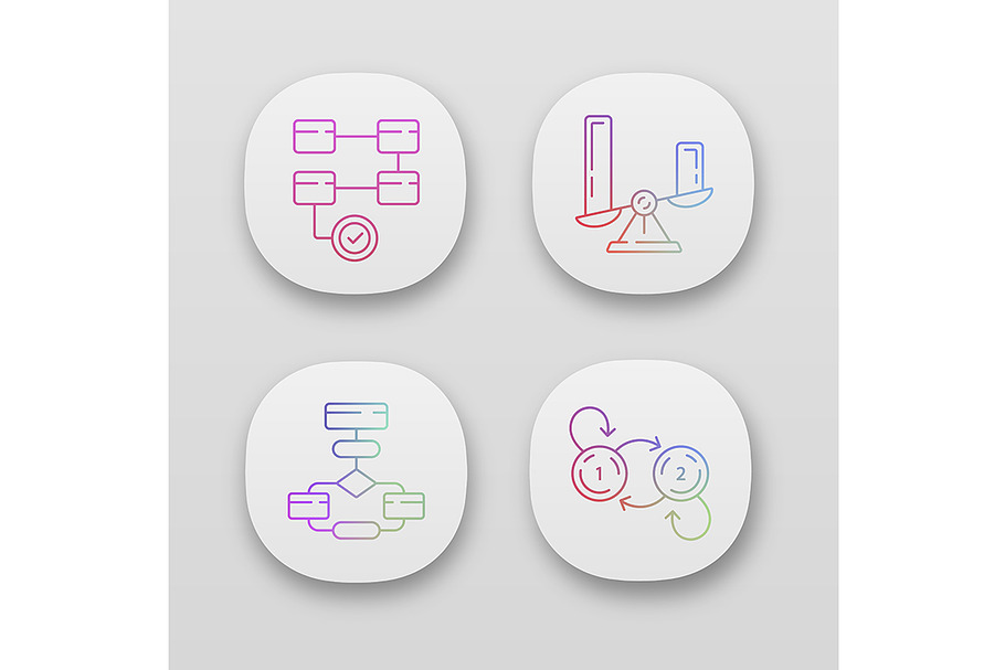 Diagram concepts app icons set in Icons - product preview 8