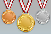 Medal realistic images set