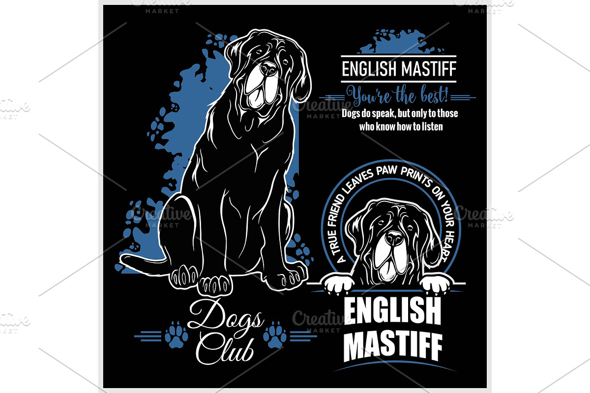 English Mastiff - vector set for t in Illustrations - product preview 8