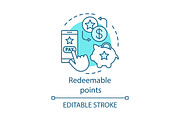 Redeemable points concept icon