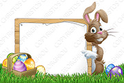 Easter Bunny Sign Eggs Basket