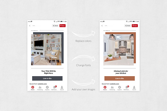 Interior Pinterest Posts in Pinterest Templates - product preview 4