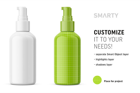 Glossy cosmetic bottle in Product Mockups - product preview 1