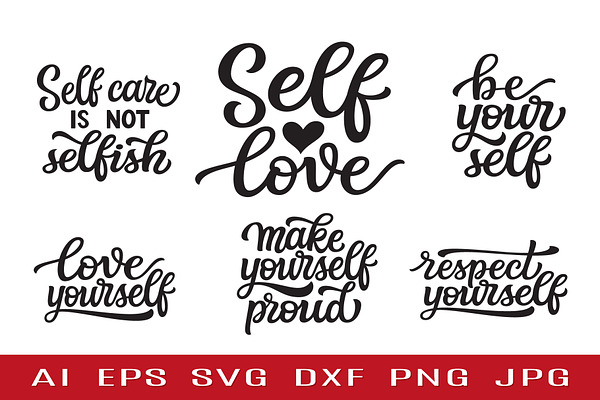 Self Love Hand Lettering SVG Bundle