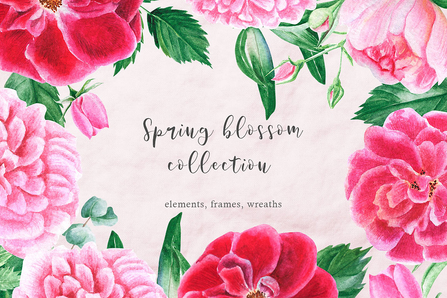 Spring blossom watercolor clipart