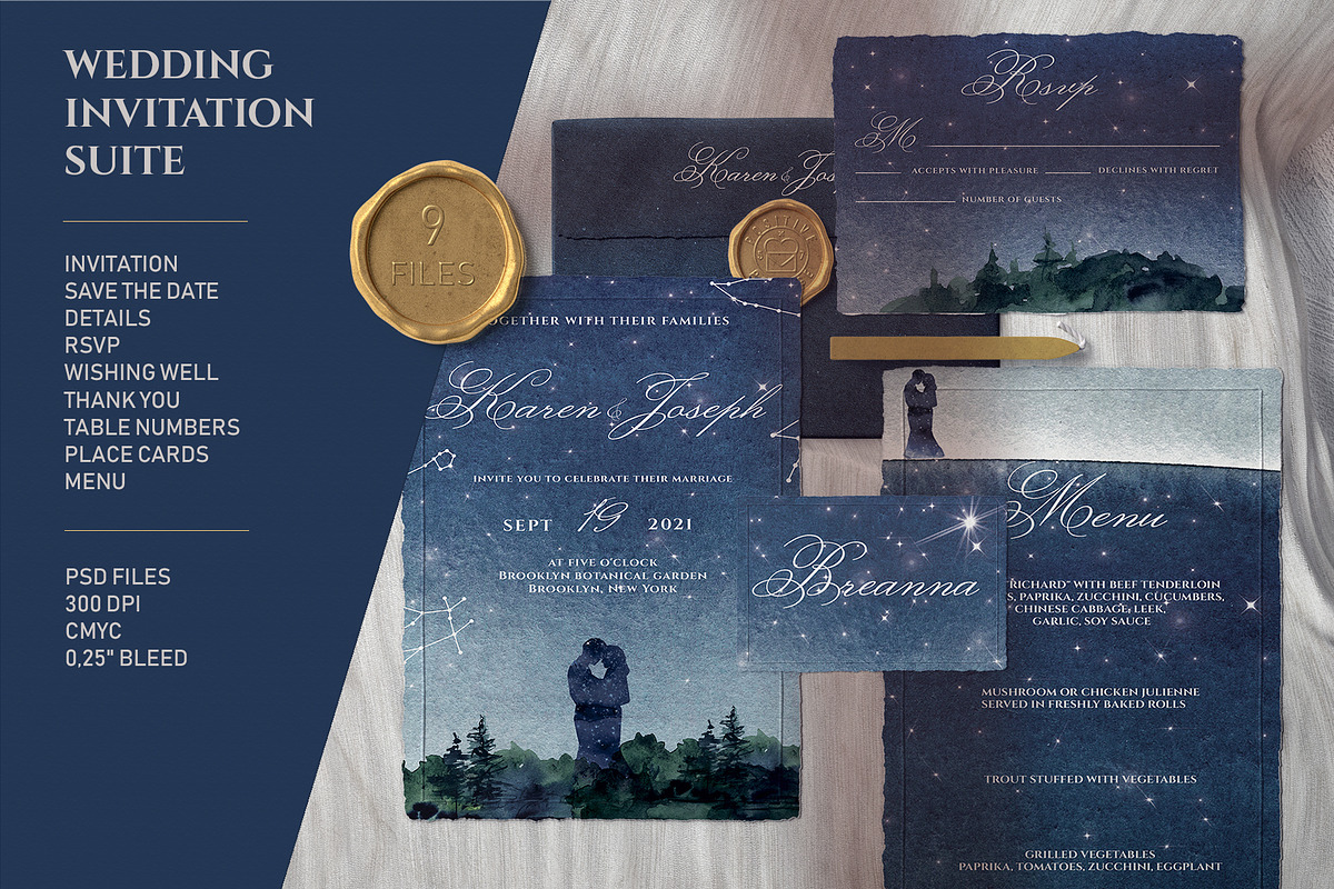Night Sky Wedding Invitation Suite in Wedding Templates - product preview 8