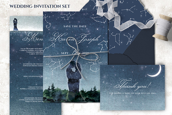 Night Sky Wedding Invitation Suite in Wedding Templates - product preview 1