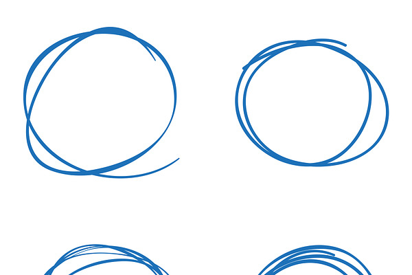 Scribble circles four blue colored