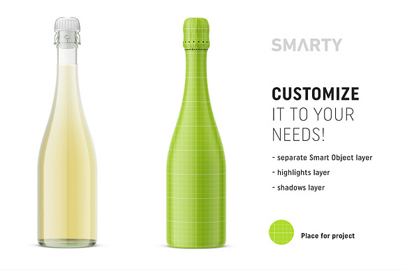Champagne bottle mockup in Product Mockups - product preview 1