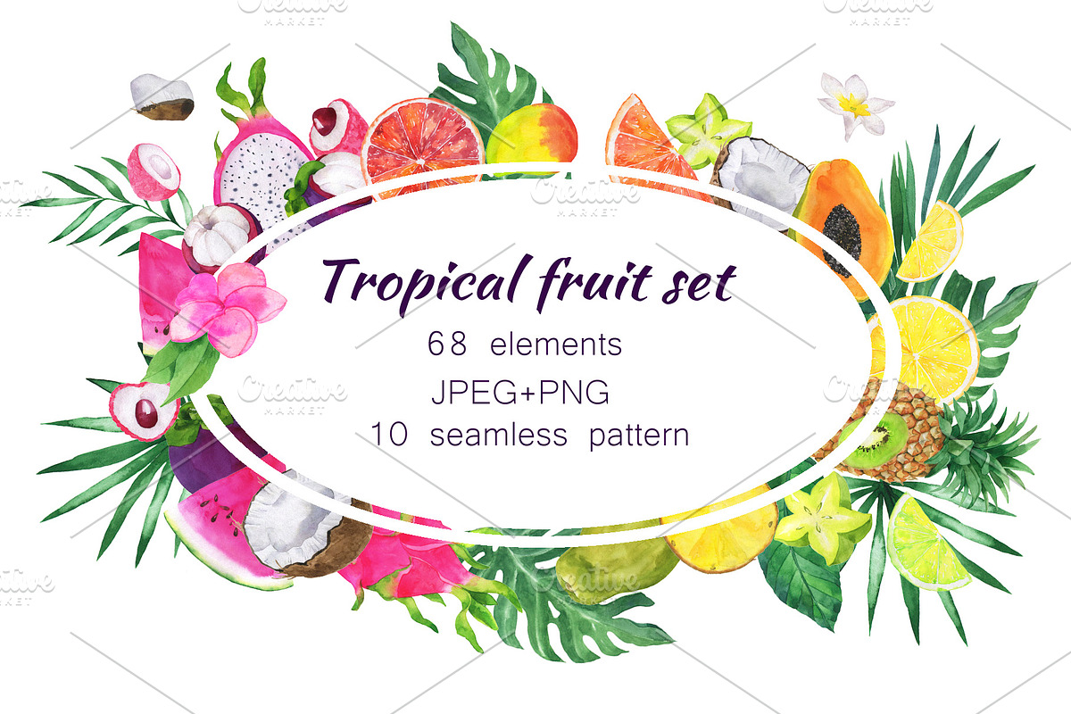 Tropical fruit set in Illustrations - product preview 8