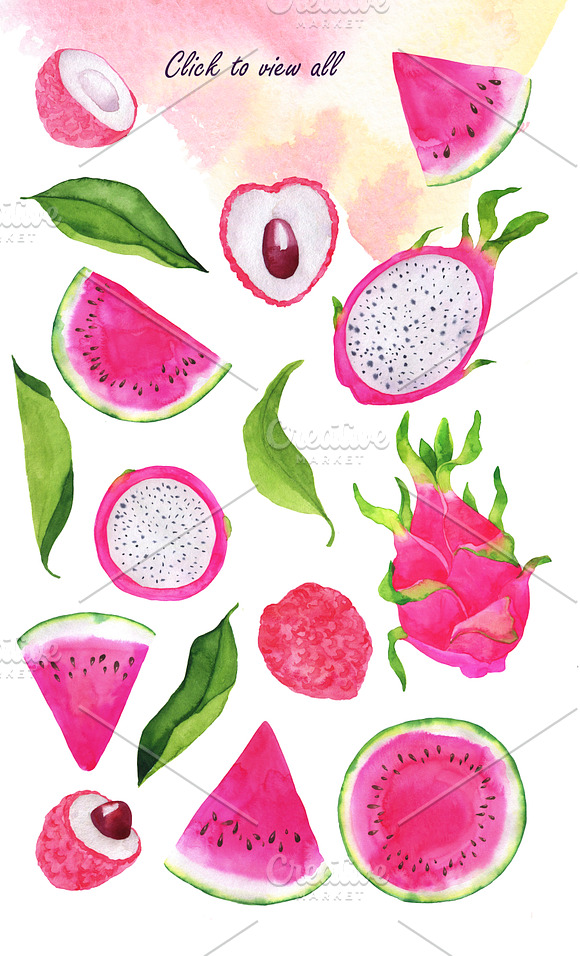 Tropical fruit set in Illustrations - product preview 1