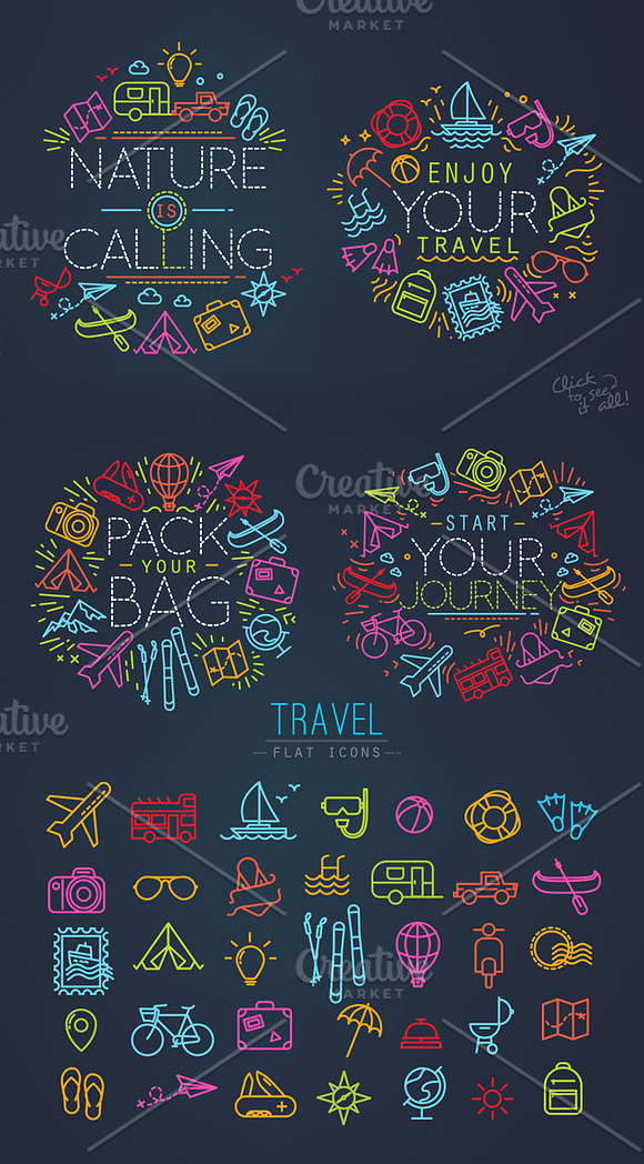 Travel flat icons in Travel Icons - product preview 3