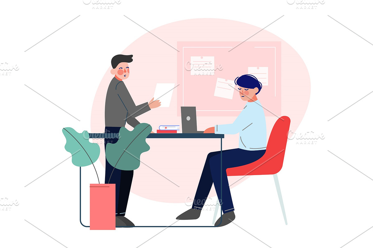 Office Colleagues Working Together in Illustrations - product preview 8