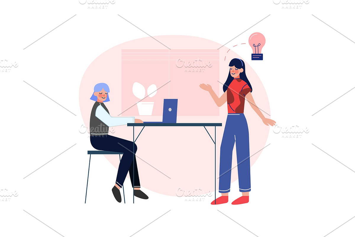 Office Colleagues Working Together in Illustrations - product preview 8