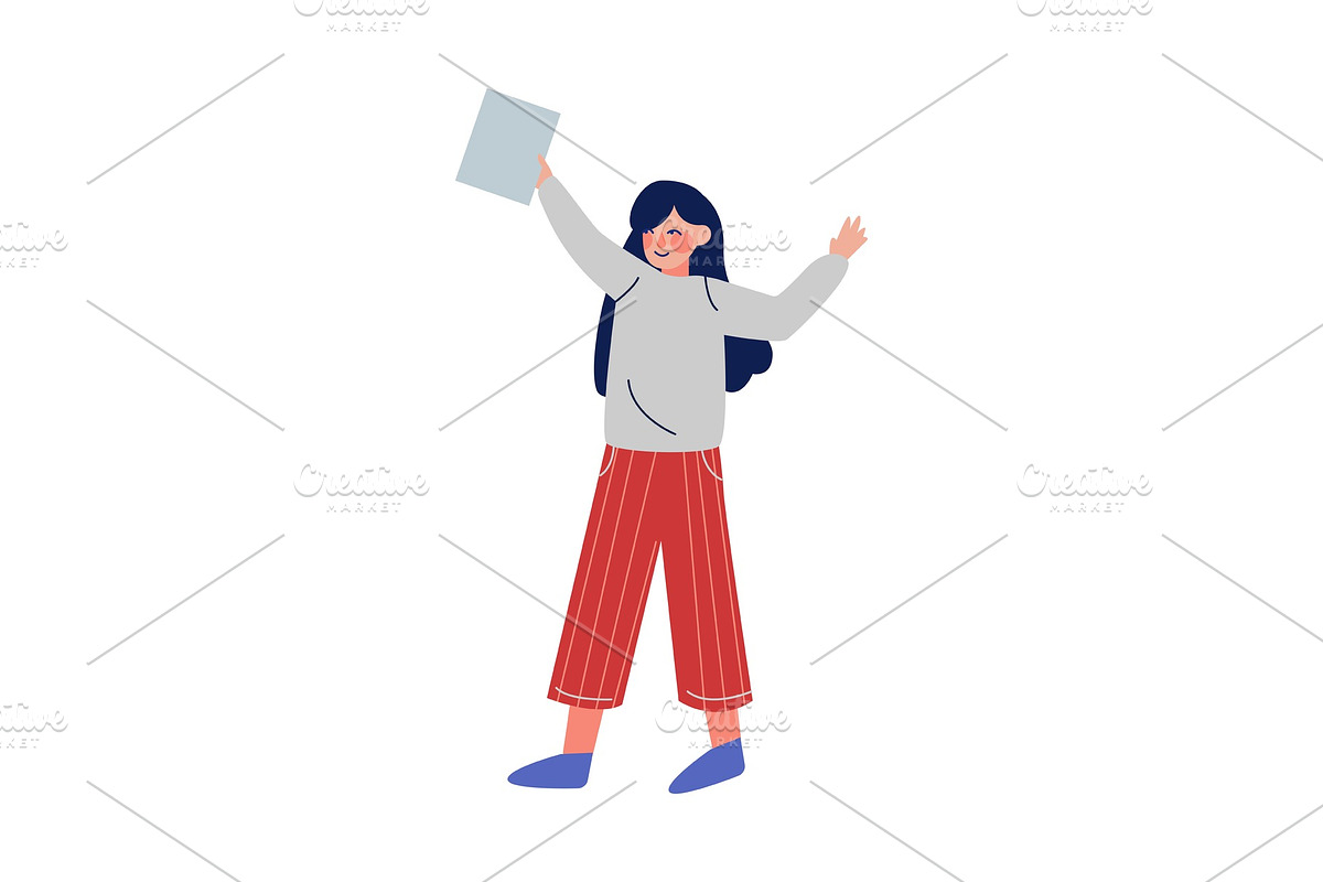 Young Woman Standing and Holding in Illustrations - product preview 8