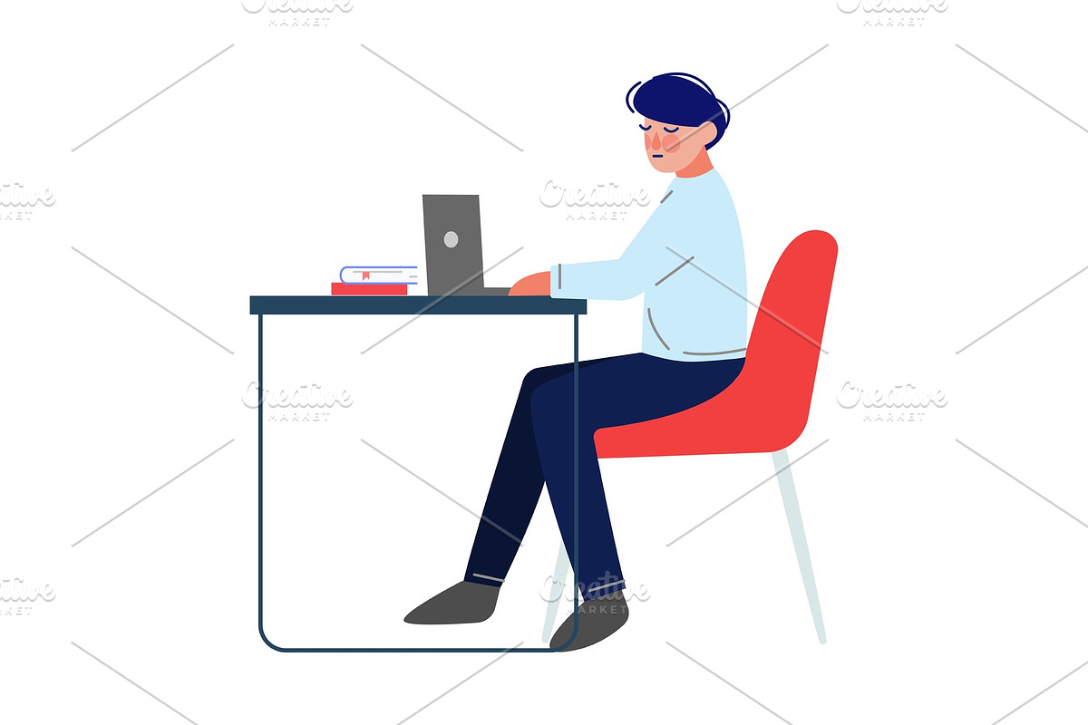 Man Sitting at the Table and in Illustrations - product preview 8