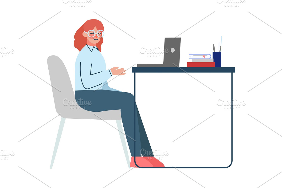 Woman Sitting at the Table and in Illustrations - product preview 8