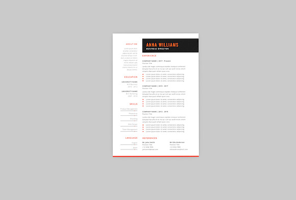 Anna Business Resume Designer in Resume Templates - product preview 2
