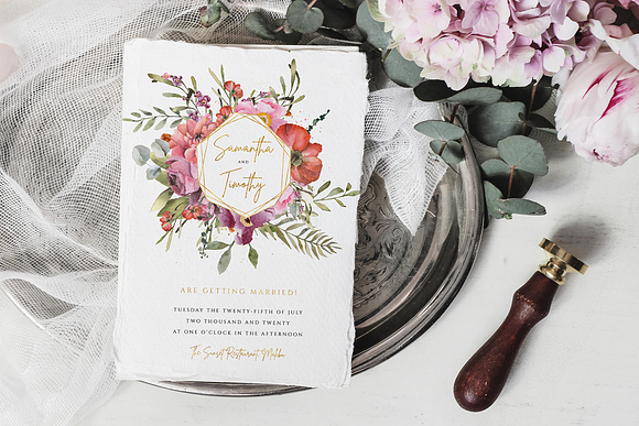 Floral & Gold Wedding Invite in Wedding Templates - product preview 1