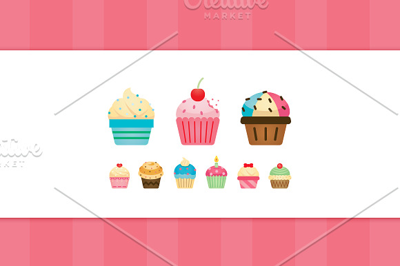 Cupcake Clipart, cupcakes icons in Illustrations - product preview 1