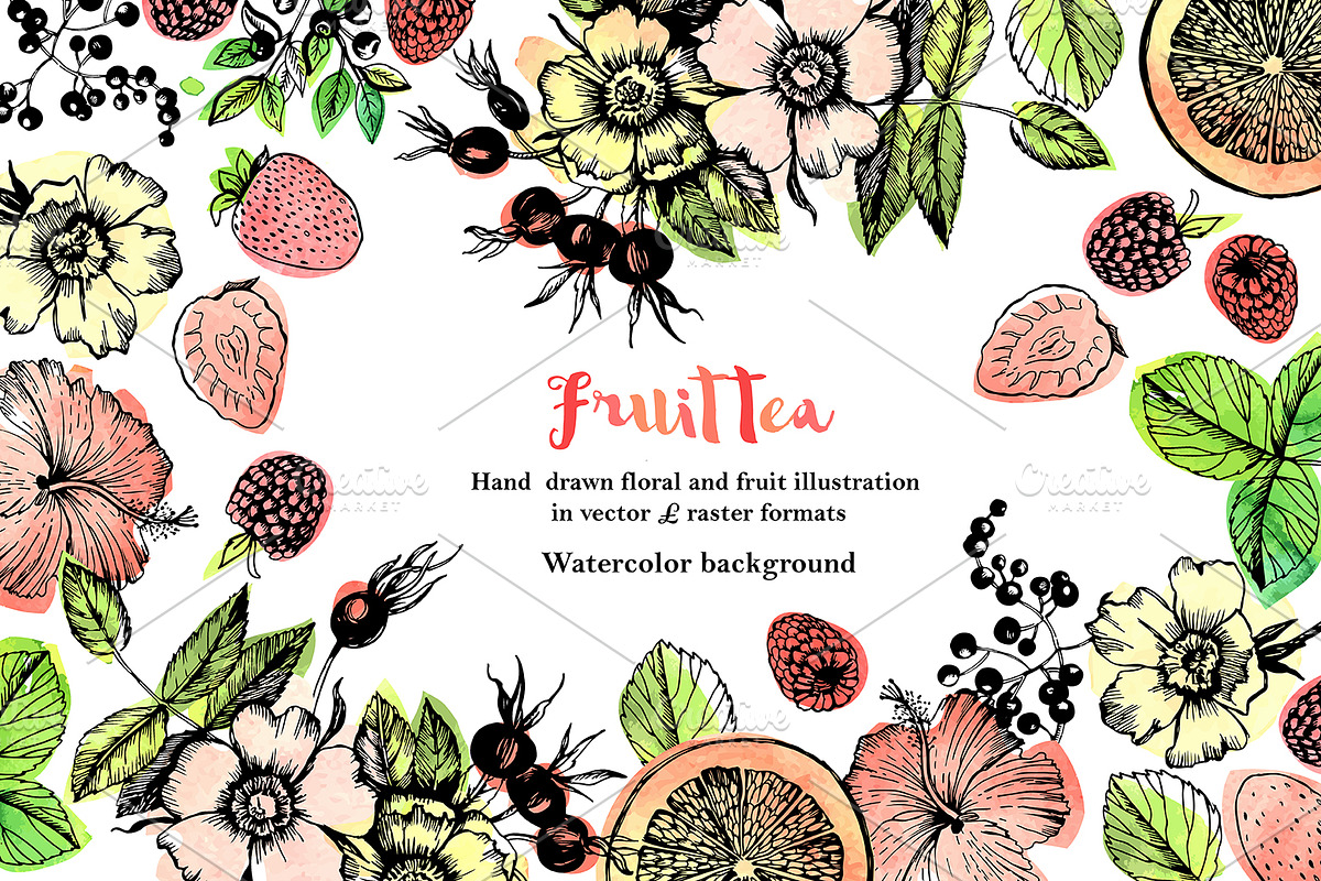 Fruit Tea hand drawn illustration in Illustrations - product preview 8