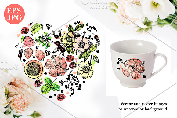 Fruit Tea hand drawn illustration in Illustrations - product preview 2
