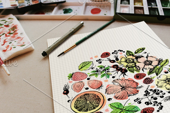 Fruit Tea hand drawn illustration in Illustrations - product preview 3