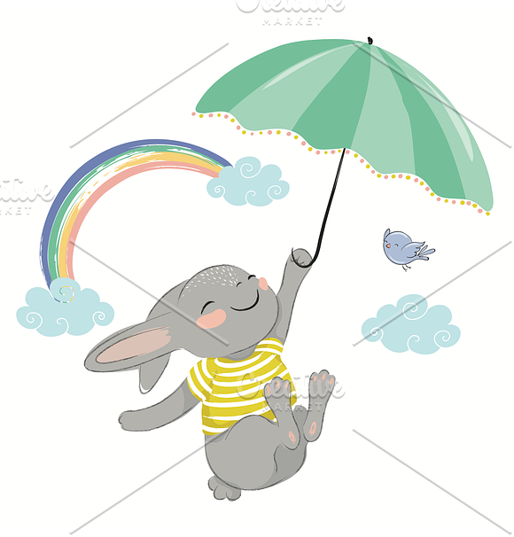 Vector Bunny.Cute rabbit pattern in Illustrations - product preview 1