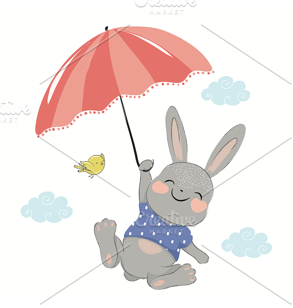 Vector Bunny.Cute rabbit pattern in Illustrations - product preview 2
