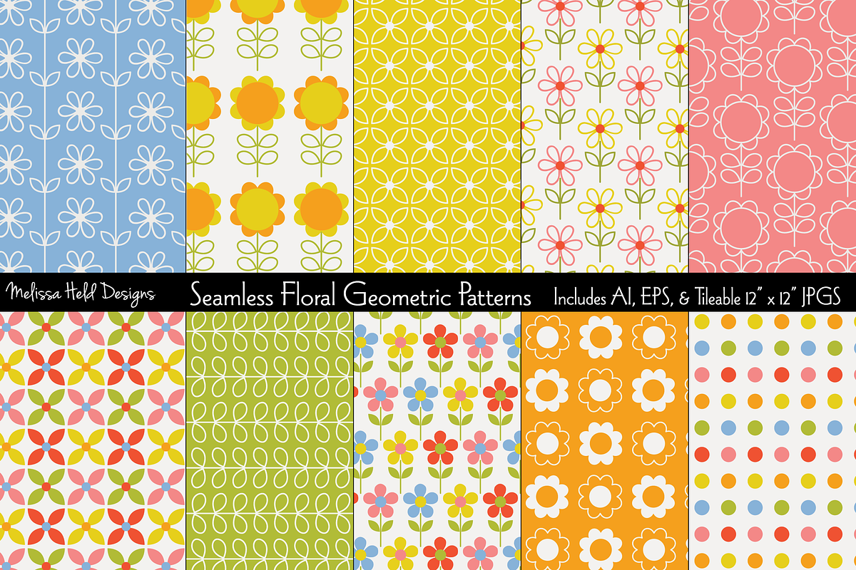 Seamless Floral Geometric Patterns in Patterns - product preview 8