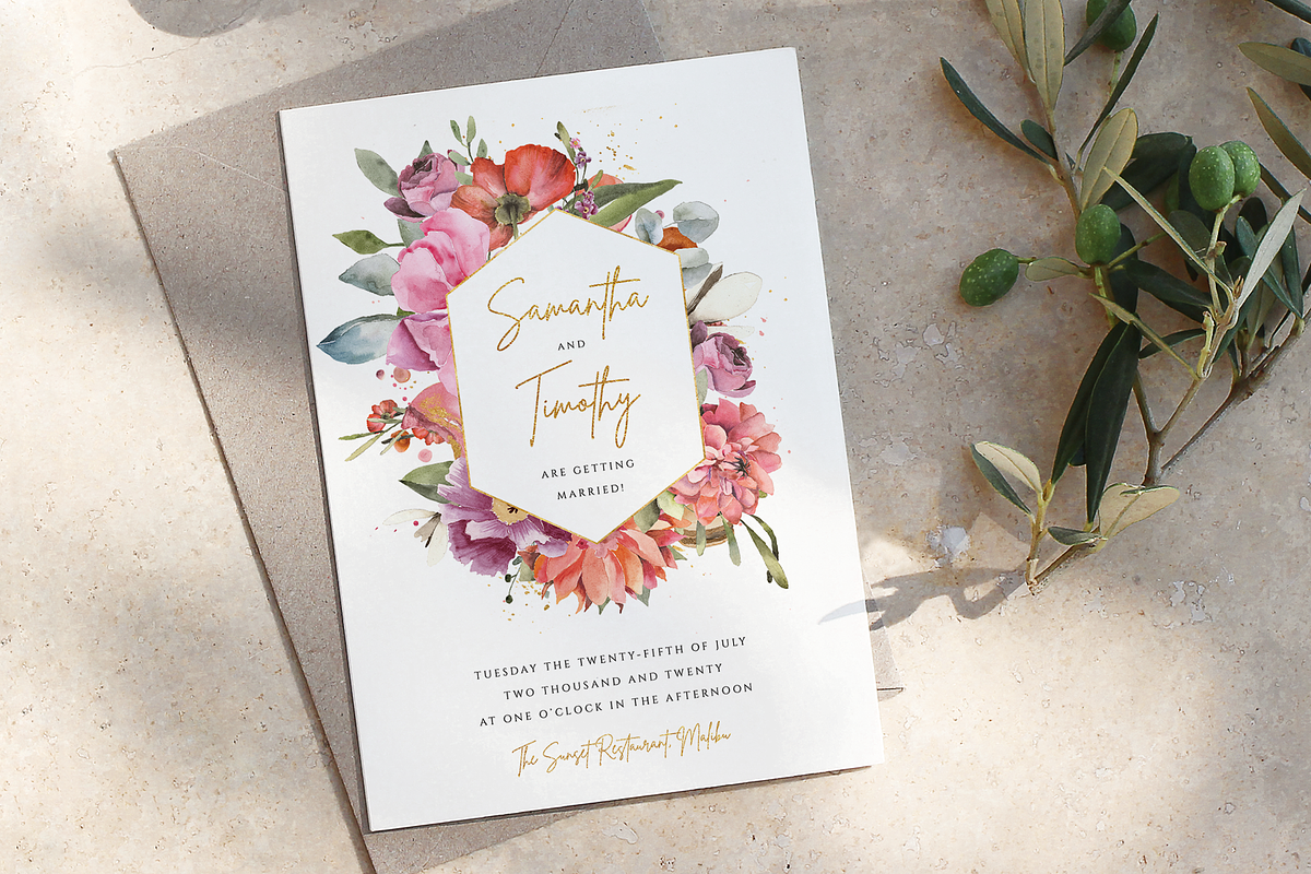 Gold & Floral Wreath Wedding Invite in Wedding Templates - product preview 8