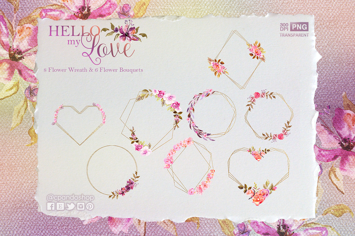 Hello My Love Flower Wreaths in Illustrations - product preview 8