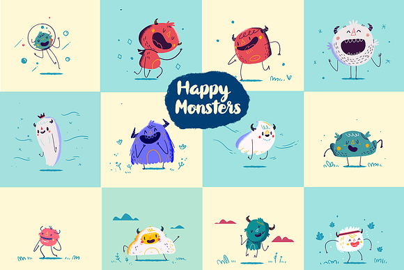 :::Hand-drawn happy web monsters::: in Illustrations - product preview 2