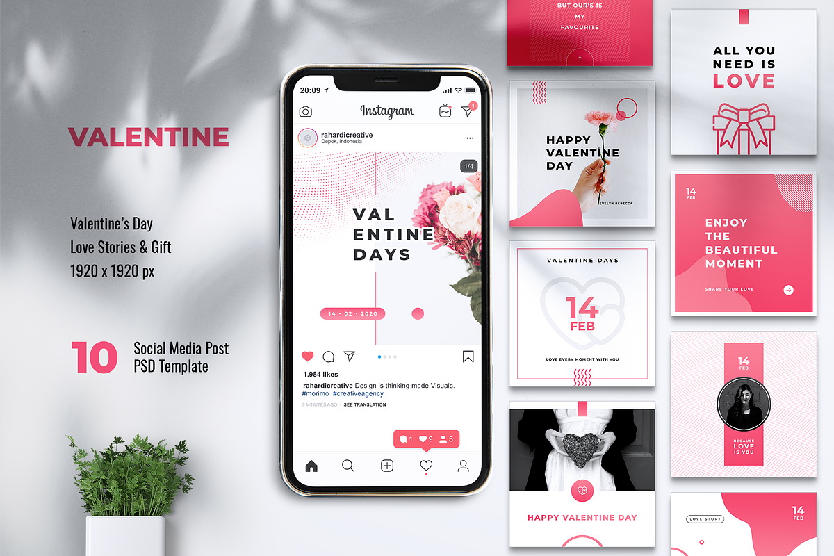 Happy Valentines Day Instagram Post in Instagram Templates - product preview 8