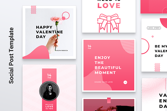Happy Valentines Day Instagram Post in Instagram Templates - product preview 2