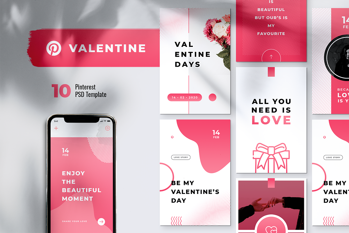 Happy Valentines Day Pinterest Post in Pinterest Templates - product preview 8