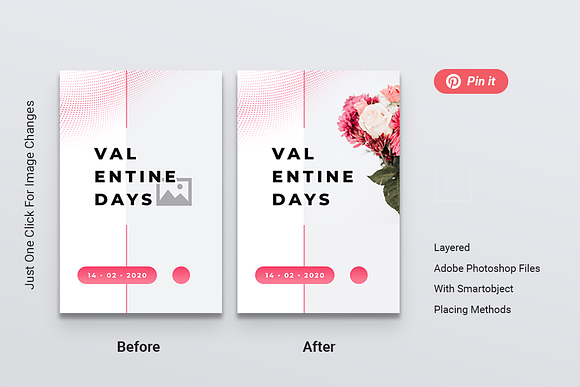 Happy Valentines Day Pinterest Post in Pinterest Templates - product preview 3
