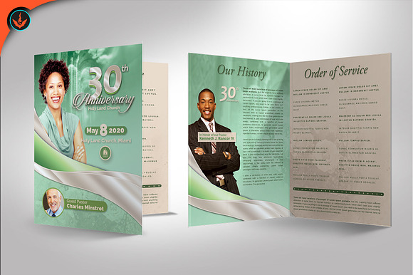 Mint Green Church Anniversary in Brochure Templates - product preview 3