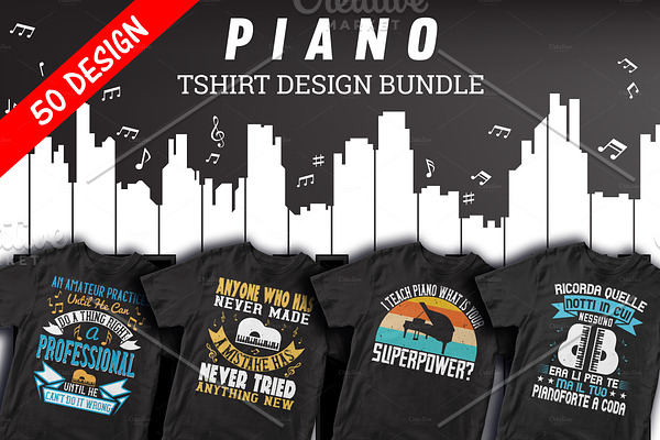 PianoTshirt Design Bundle
