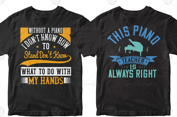 PianoTshirt Design Bundle in Illustrations - product preview 1